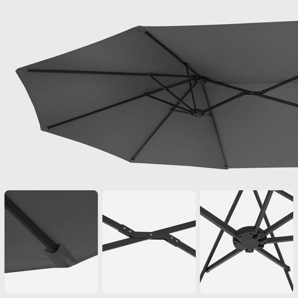Dobbelt parasoll, 460x270 cm, grå