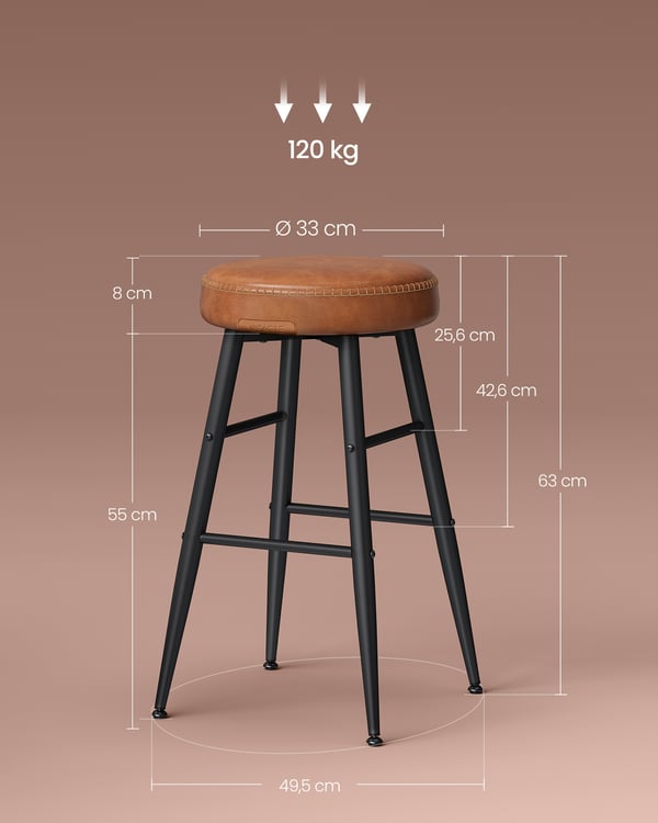 Baarituolit, 49.5x49.5x63 cm, Ruskea