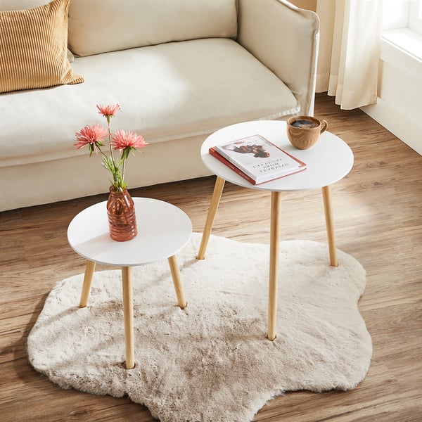 Sidebord, 45x45x50 cm, 35x35x35 cm, Hvit, Tre