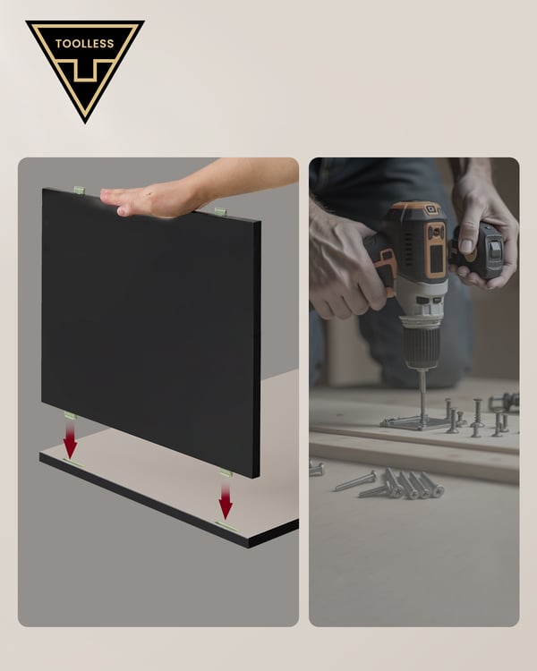 Natbord, 45x35x58,7 cm, Sort og Beige