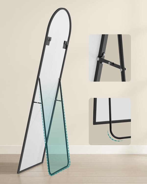 Kokovartalopeili, 160x50x1.3 cm, Musta
