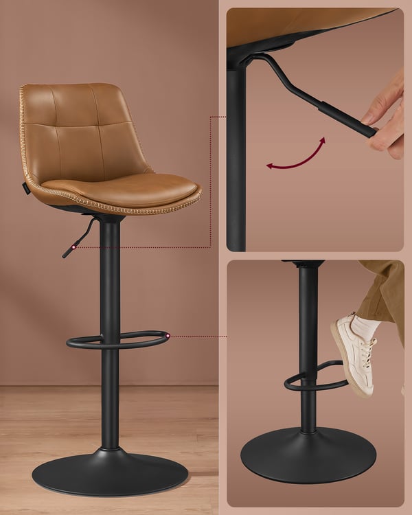 Barstol, 44x48x90-112 cm, Karamellbrun