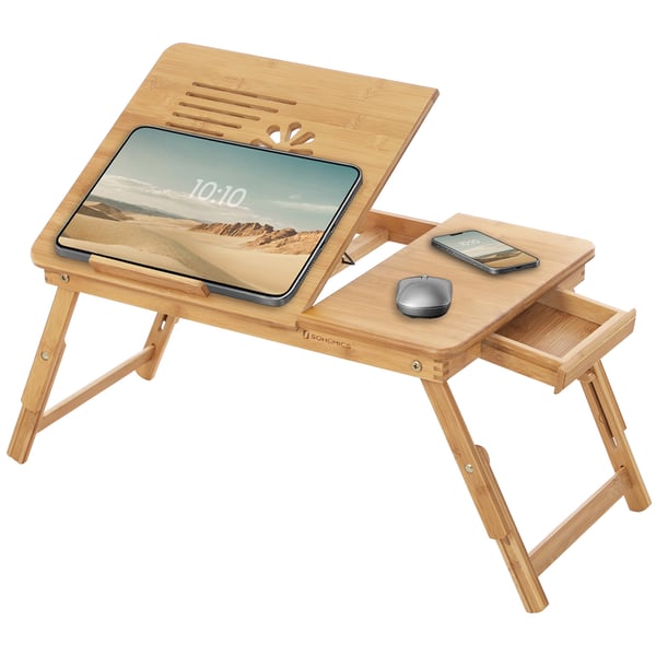 Laptopbord, Bambus, 55x35x22-29 cm, Natur