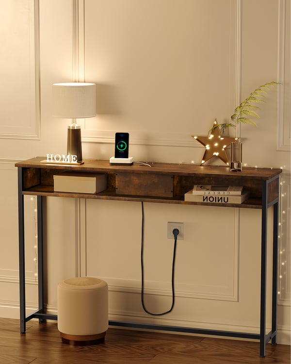 Konsolbord, 120x25x81,1 cm, Brun og Sort