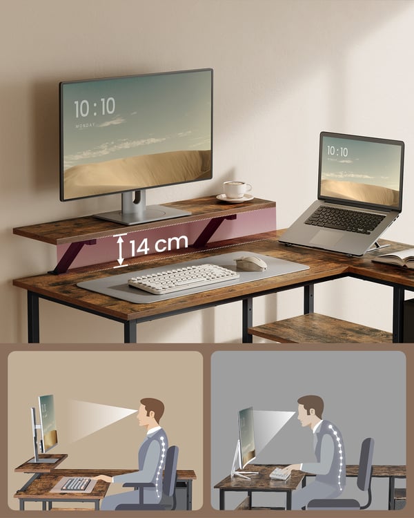 Skrivebord, 115x105x89 cm, Brun