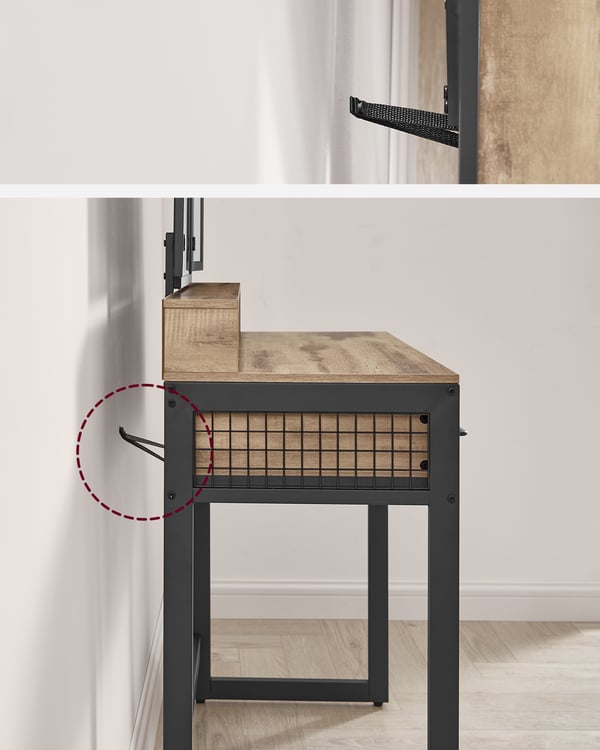 Toiletbord, 90x40x140,8 cm, Brun/Sort
