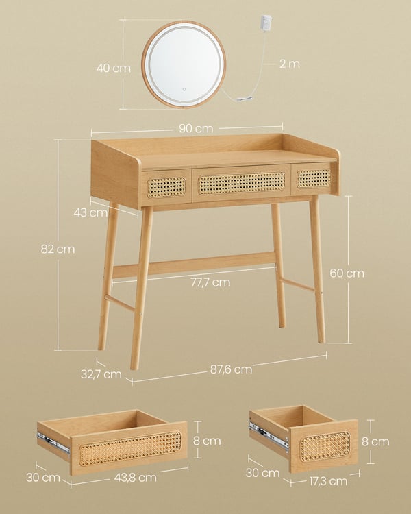 Kampauspöytä, 90x43x82 cm, Beige