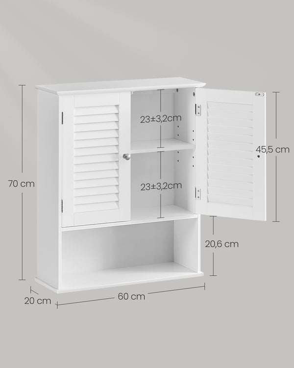 Vägghängd skåp, 60x20x70 cm, Vit