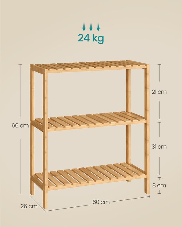 Hyllenhet, Bambu, 59x26x66 cm, Grå