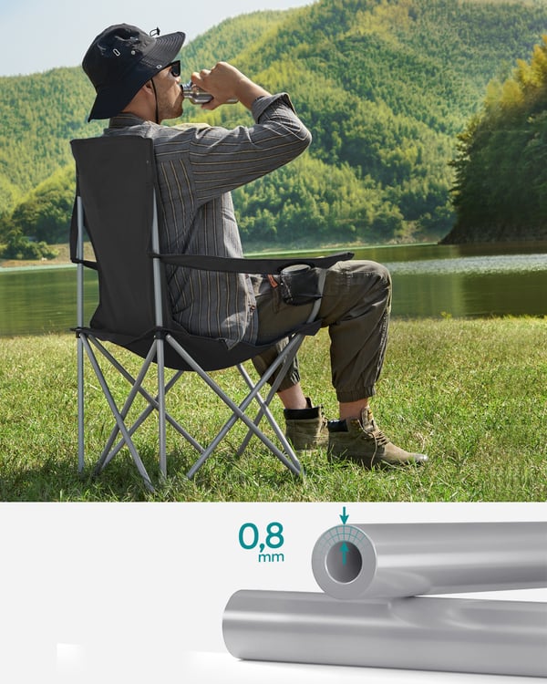 Campingstol, 76x51.5x95.5 cm, Svart
