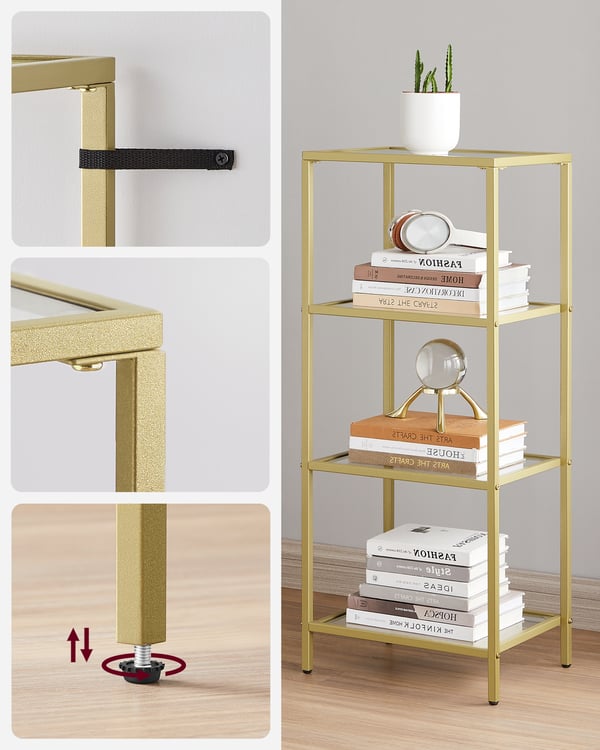 Opbevaringshylde, 40x30x95 cm, Guld