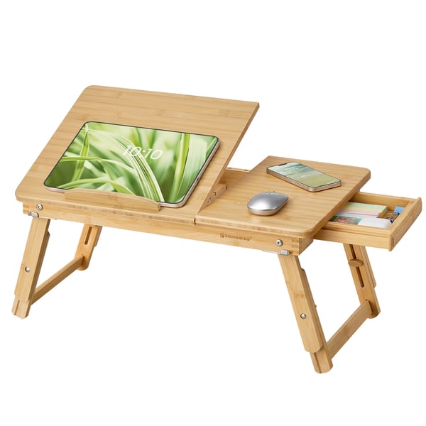 Laptopbord, Bambu, 55x35x22-32 cm, Natur