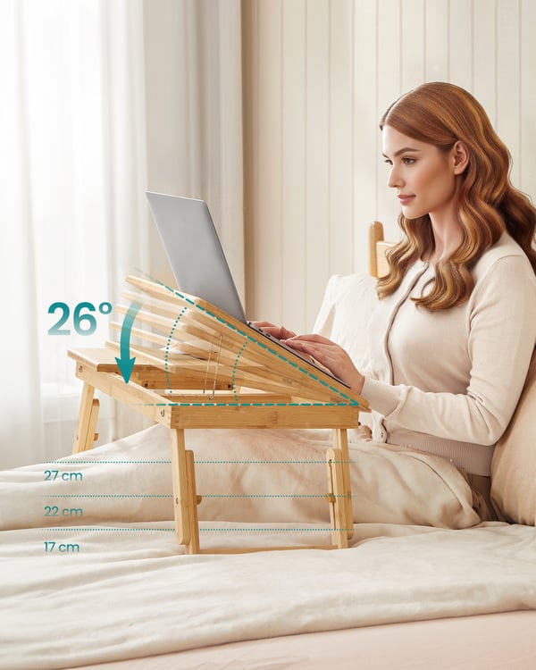Laptopbord, Bambu, 55x35x22-32 cm, Natur