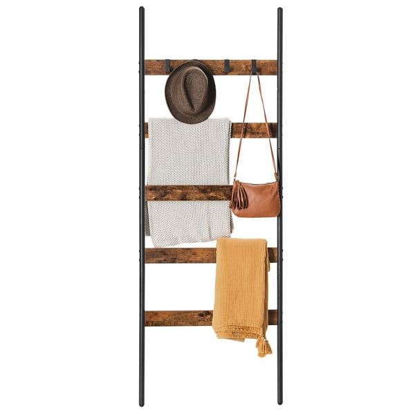 Håndklædestige Reol, 65x178 cm, Brun Sort Håndklædestige Reol, 65x178 cm, Brun Sort
