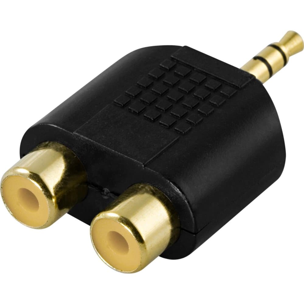 Deltaco, Adapter - 2x RCA Hunn til 3.5mm/Aux-Hann