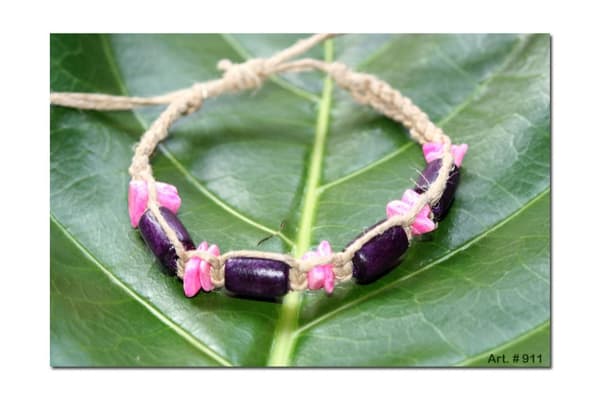 Armband-Fotband av Snäckor & träpärlor