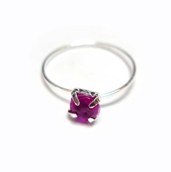 Barnring Silverpläterad Cerise sten