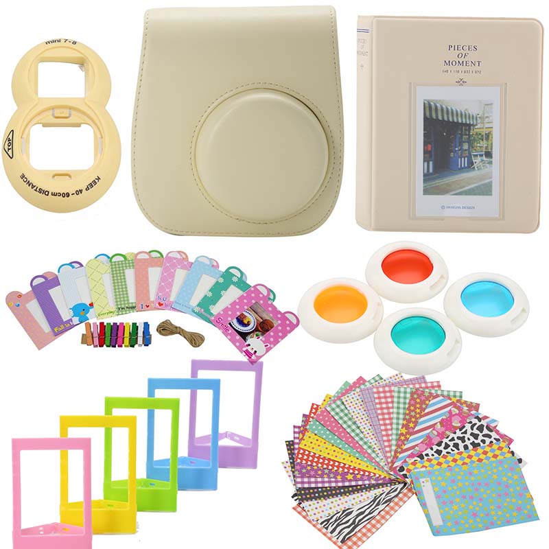 Tilbehørssett til Fujifilm Instax Mini 8 9 Gul | CDON Instax Mini 8 Case Sort Kameraveske for Instax Mini 8 og