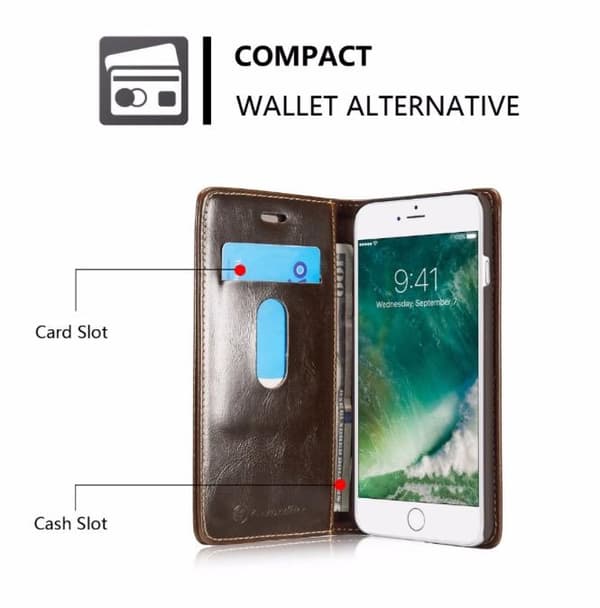 Elegant Plånboksfodral i Läder iPHONE 7 PLUS från CASEME