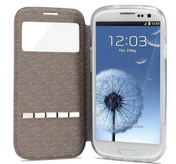 Smartfodral med fönster och svarsfunktion till Galaxy S4
