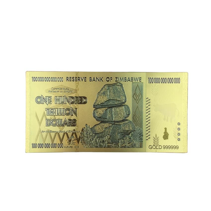 24K K Kullattu 100 Zimbabwen Biljoonan Seteli