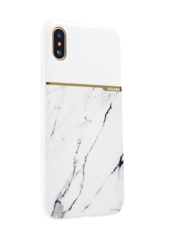 iPhone X/XS | Premium Marmorskal i Mjukplast, Gulddetaljer