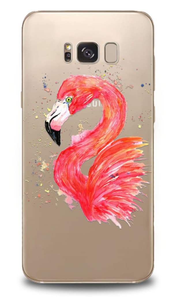 Samsung Galaxy S8 Mjukt, Genomskinligt Skal med Flamingo!