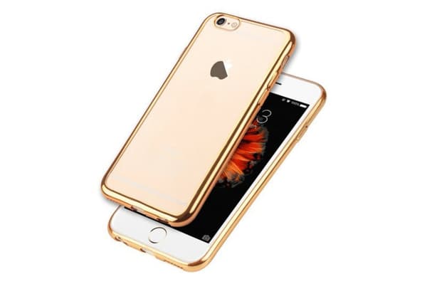 iPhone SE & iPhone 7/8 | Mjukt, Genomskinligt Skal med Guldig Kant