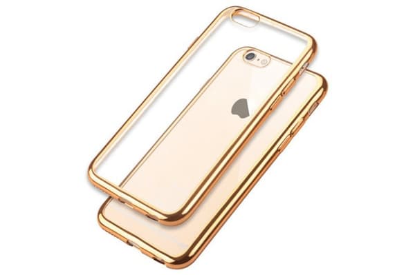 iPhone SE & iPhone 7/8 | Mjukt, Genomskinligt Skal med Guldig Kant