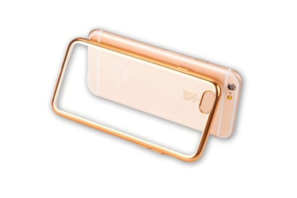 iPhone SE & iPhone 7/8 | Mjukt, Genomskinligt Skal med Guldig Kant