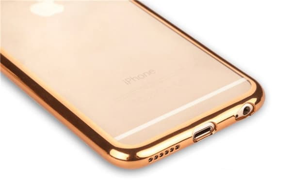 iPhone SE & iPhone 7/8 | Mjukt, Genomskinligt Skal med Guldig Kant