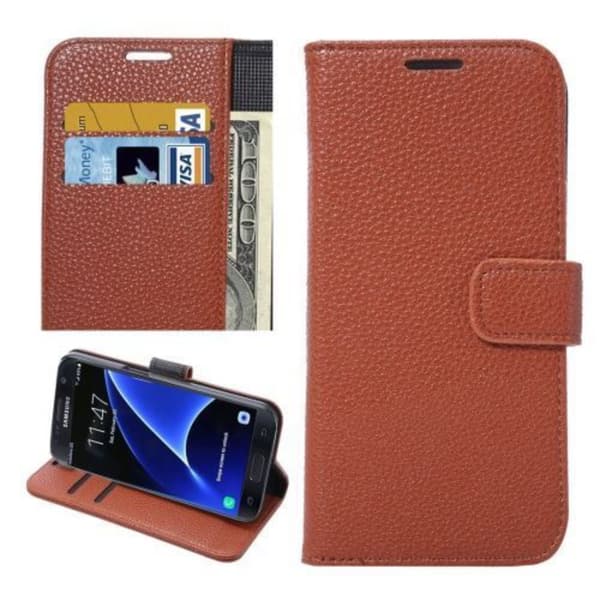 Samsung Galaxy S8+ Brunt Litchi Fodral