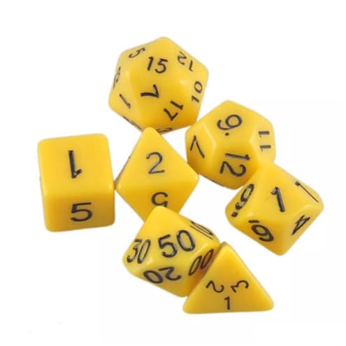 7-pack tärningar till Dungeons and Dragons (Gul)