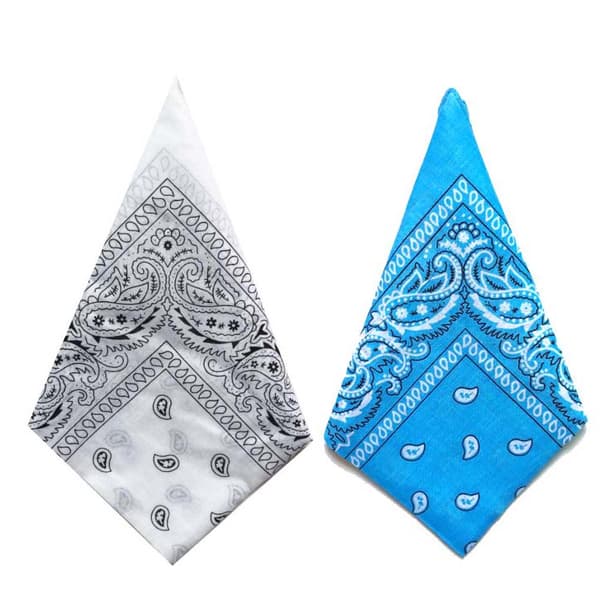 Bandana Paisleymönster Vit & Ljusblå 2-pack
