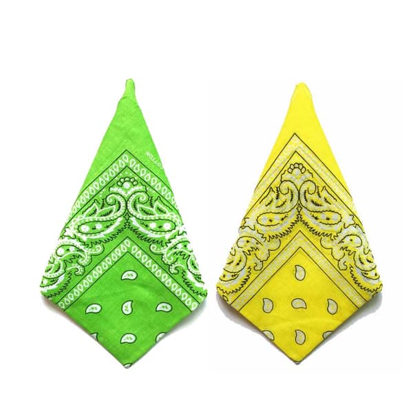 Bandana Paisleymönster Gul & Grön 2-pack