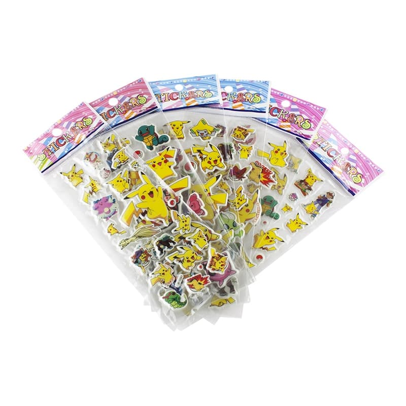 Pokémon klistermærker i 3D - 6 stk. ark (ca. 72 stk.)