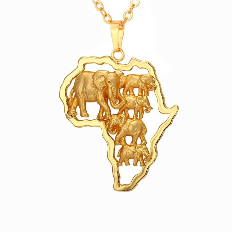U7 Afrika Elefant Halskjede - Gull