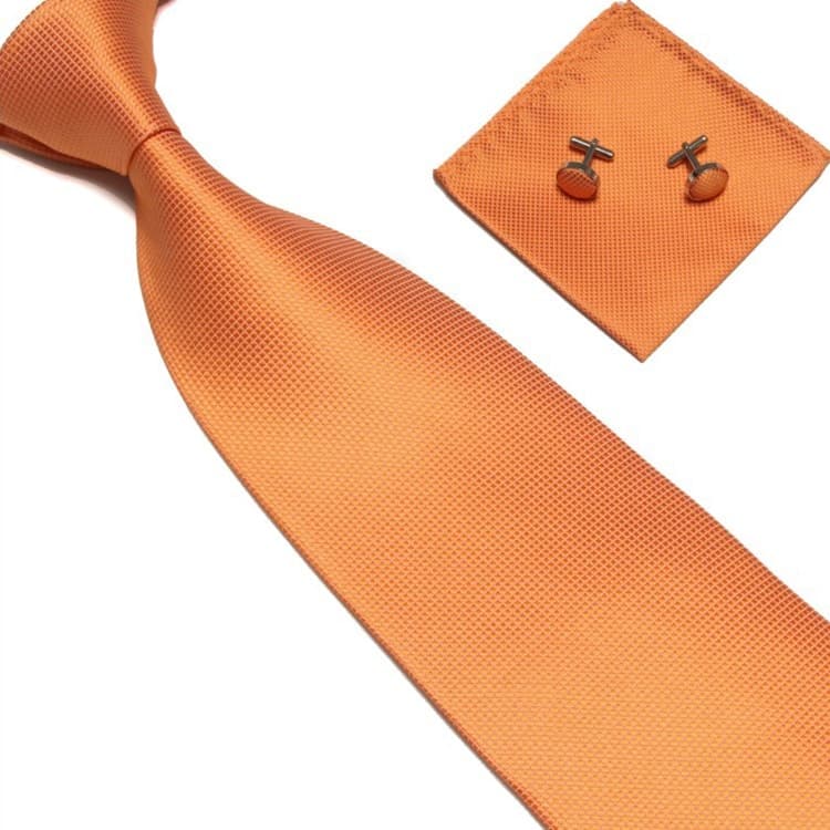 Dress Tilbehør | Slips + Lommetørkle + Mansjettknapper - Orange