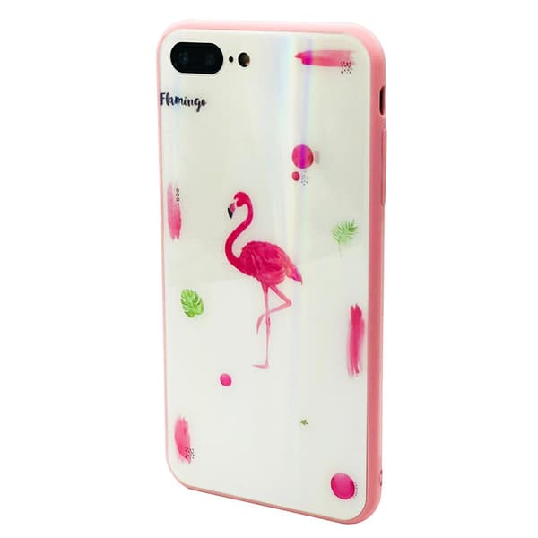 Elegant Skyddskal till iPhone 8 Plus (Härdat glas) Flamingo