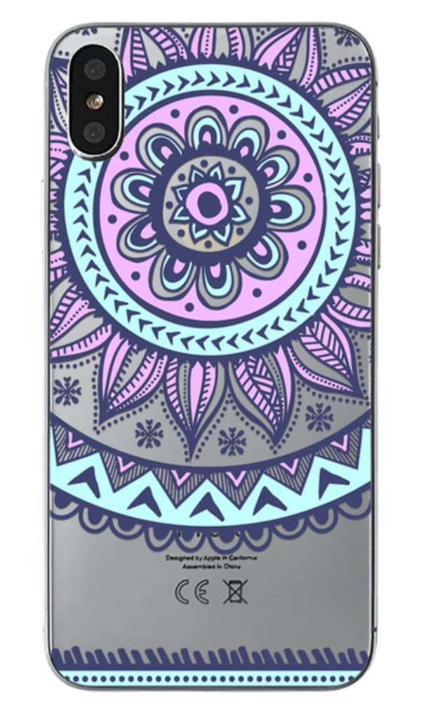 iPhone X/XS Genomskinligt Skal med Blå Mandala
