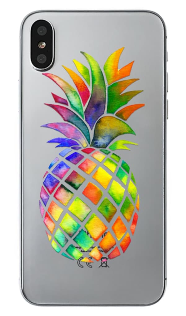 iPhone XS Max | Mjukt, Genomskinligt Skal med Färgglad Ananas