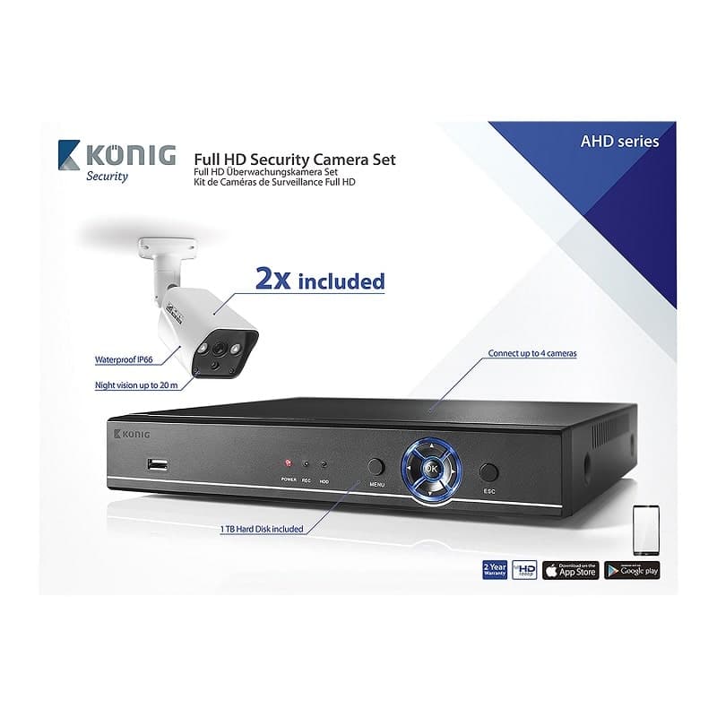 CCTV Sæt - Full HD DVR, 1TB HDD, 2x Overvågningskameraer