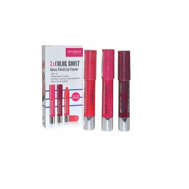 Bourjois 3x Color Boost Glossy Finish Lip Crayons, Waterproof