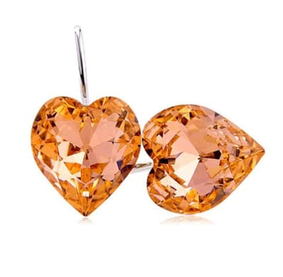 Silver Örhängen - Hjärta & Champagne Rhinestone -Silverpläterade
