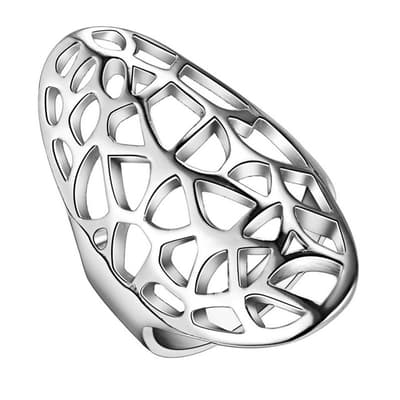 Trendig Oversize Silver Ring med fint Mönster - Stl 18,2