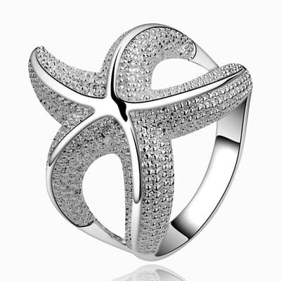 Silver Ring med Sjöstjärna / Stjärna / Star - Stl 18,2