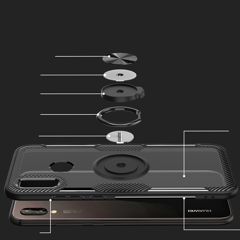 Huawei P20 Lite - Skyddsskal med Ringhållare