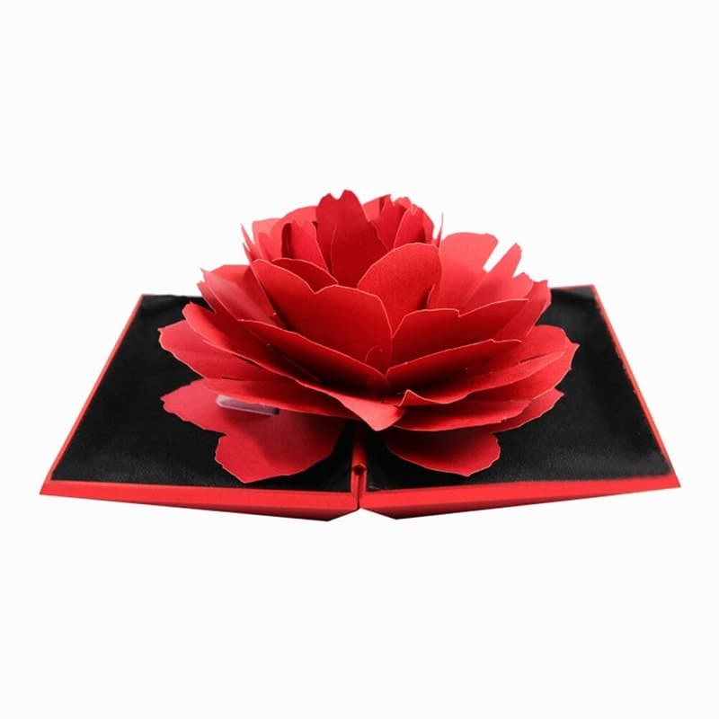 Ringeske med 3D-Rose i Papir - Rød