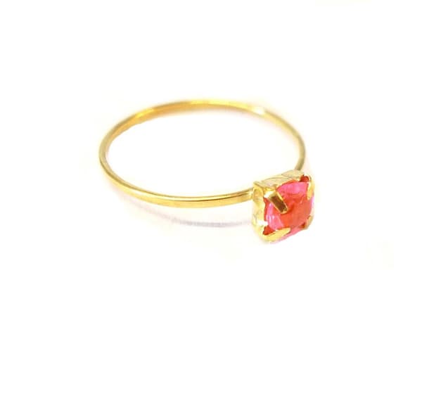 Barnring Guldpläterad Rosa sten