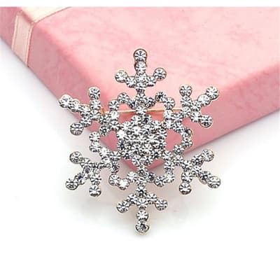 Silver Brosch till Jul / Christmas - Snöflinga med Rhinestones